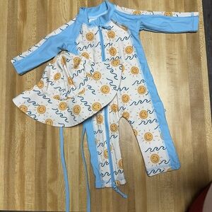 Caden Lane Baby Swimsuit and Hat Set NWOT